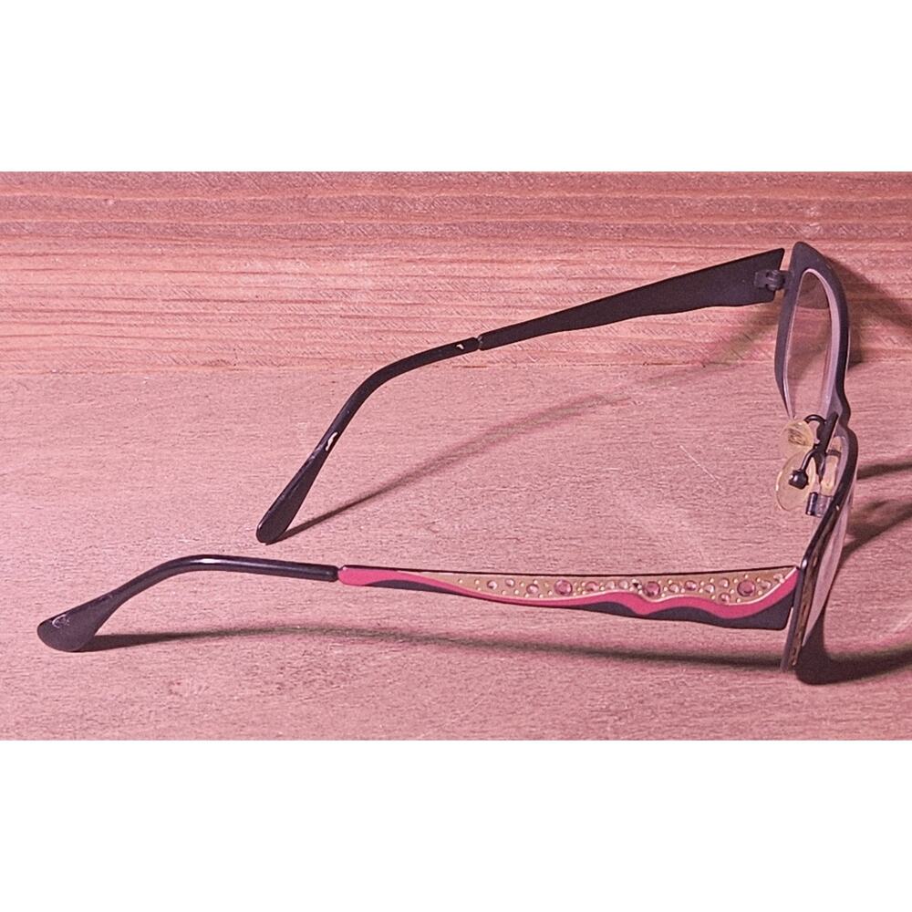 CAVIAR M1772 Women’s Cat Eye Eyeglass Frames 53-16-140 Blk Gold Pink Rhinestone - Picture 7 of 8